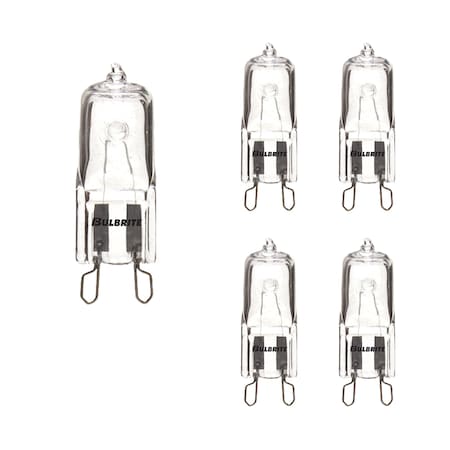 Bulbrite 100W Dimmable Clear T4 Bi-Pin G9 Mini Halogen Light Bulbs, 5PK 860833